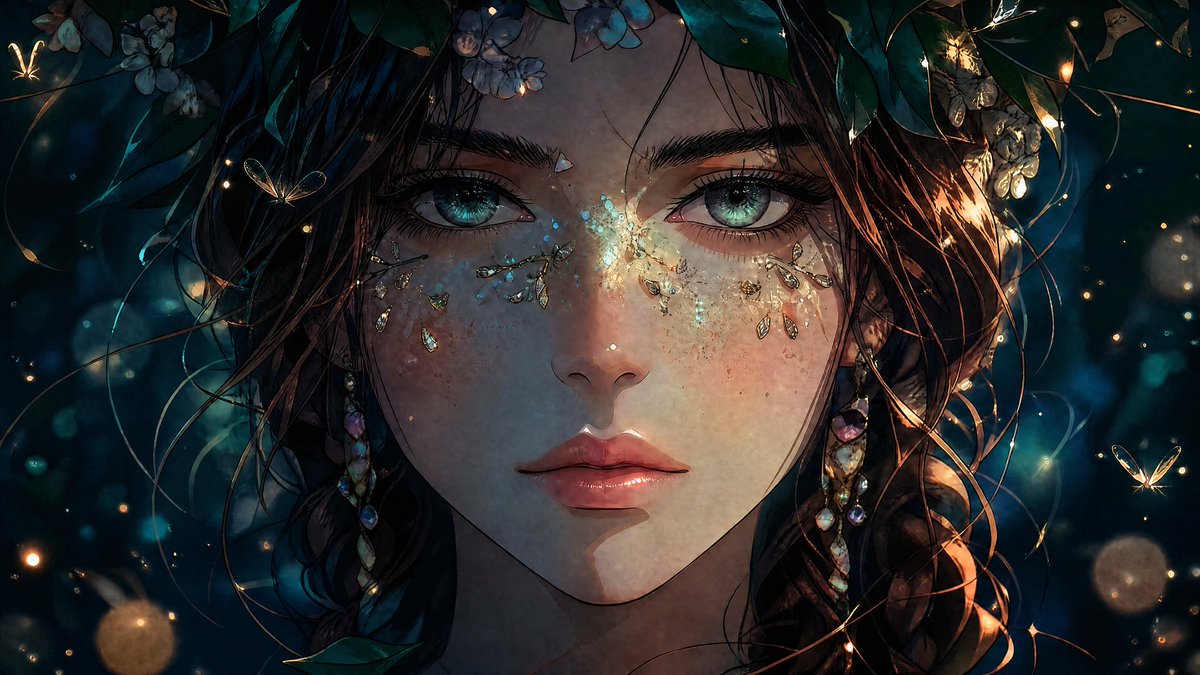 Retrato de Ninfa de Bosque Encantado Anime