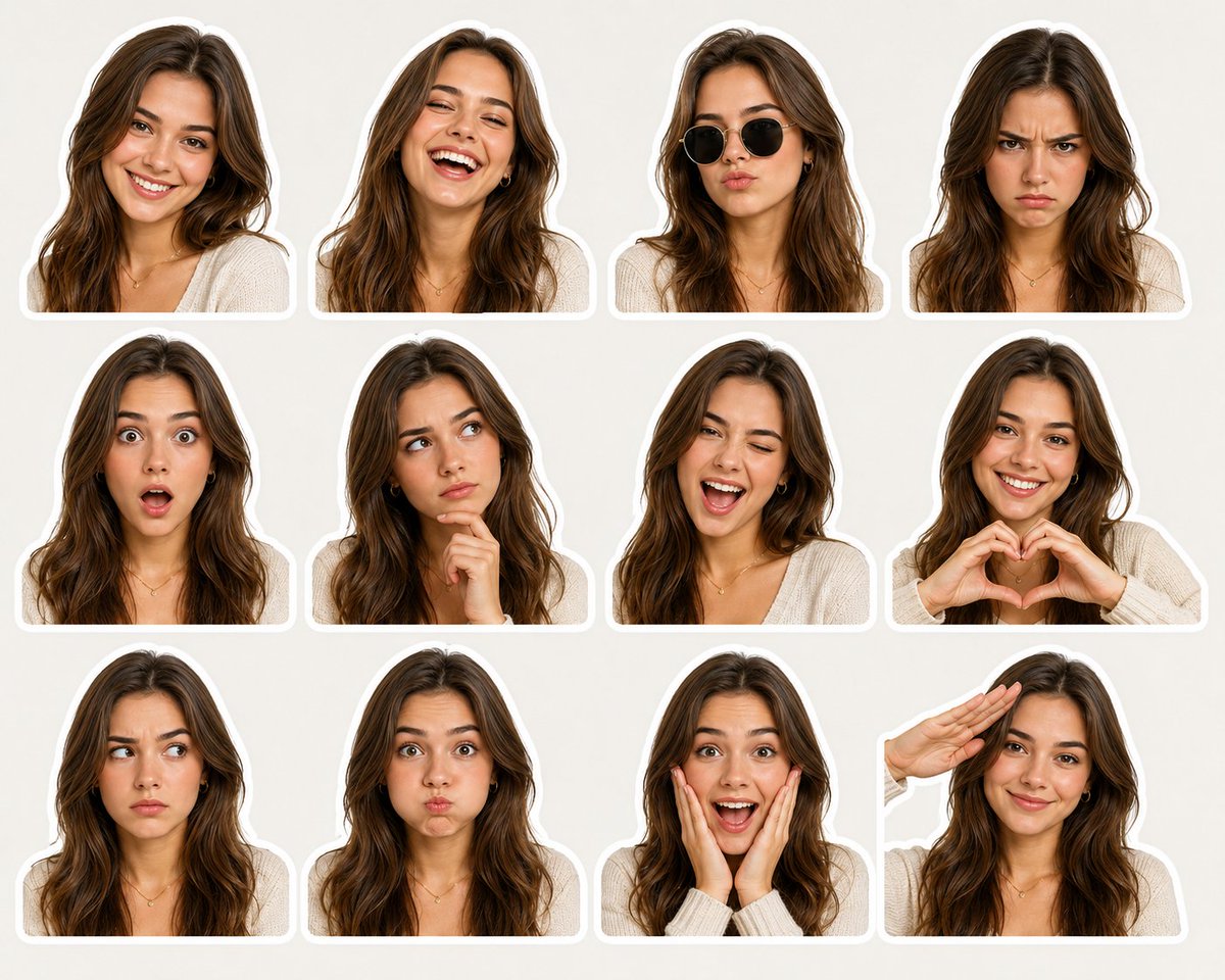 Sticker Pack Facial Expressions Grid