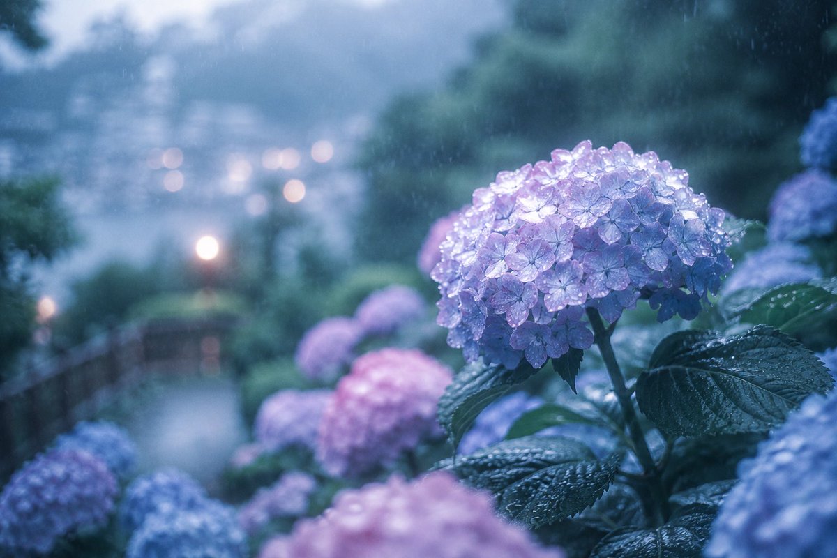 Giardino Ortensie Kamakura Piovoso