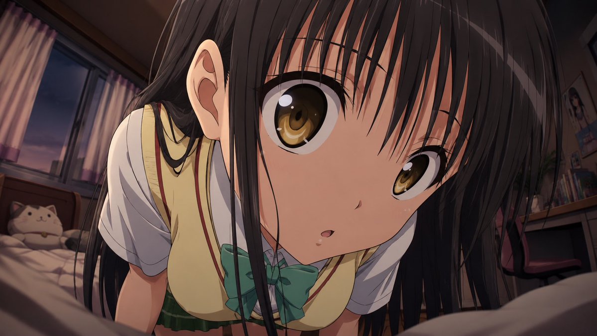 Primer Plano Cinematográfico de Colegiala Anime