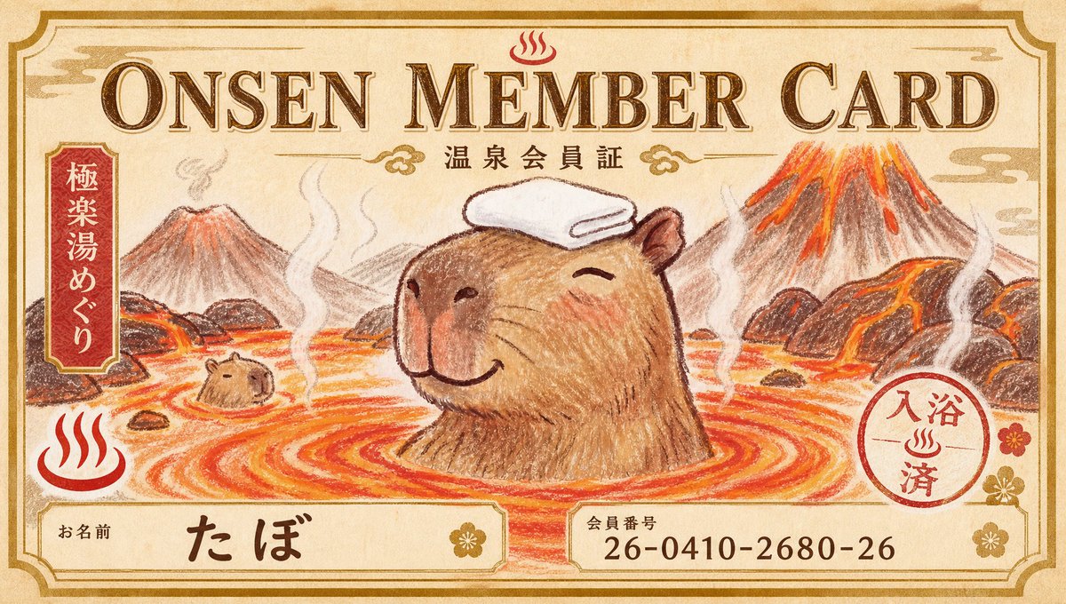 Tarjeta de Miembro Vintage de Onsen