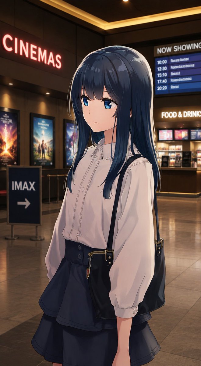 Chica Anime en Vestíbulo de Cine