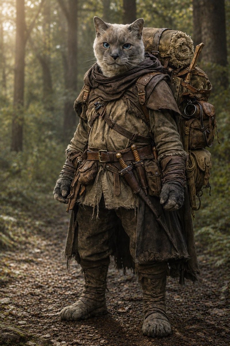 Realistic Cat Ranger in Forest