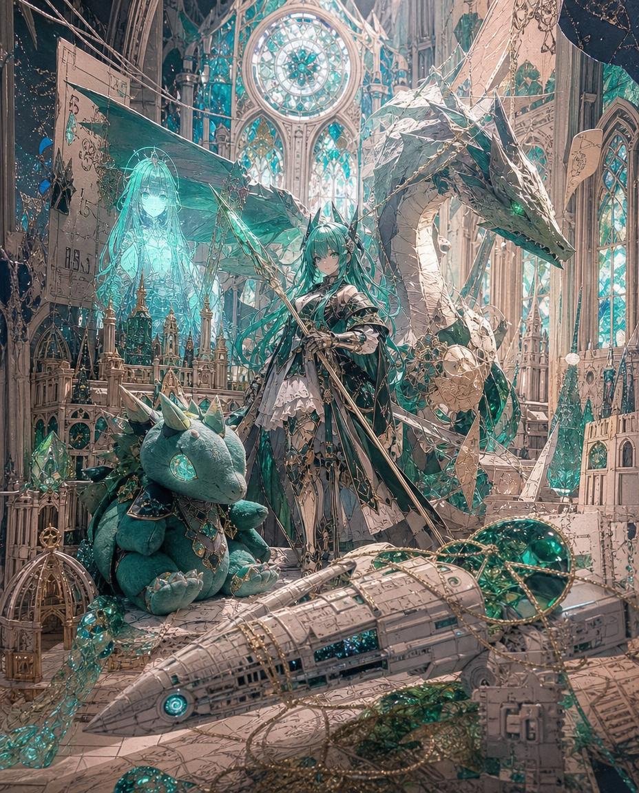 Fantasy Cattedrale Cavaliere Drago Zaffiro
