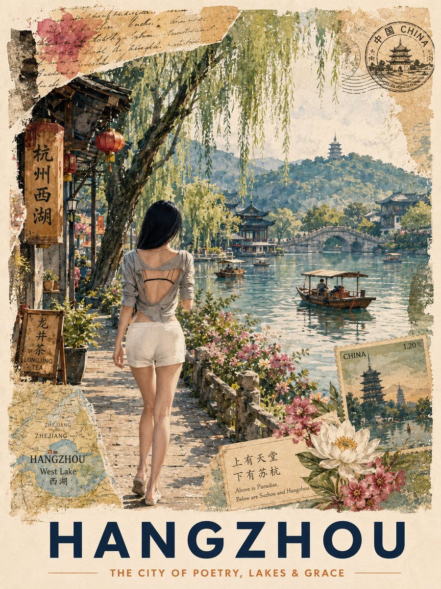 Vintage Hangzhou Travel Postcard (1/4)