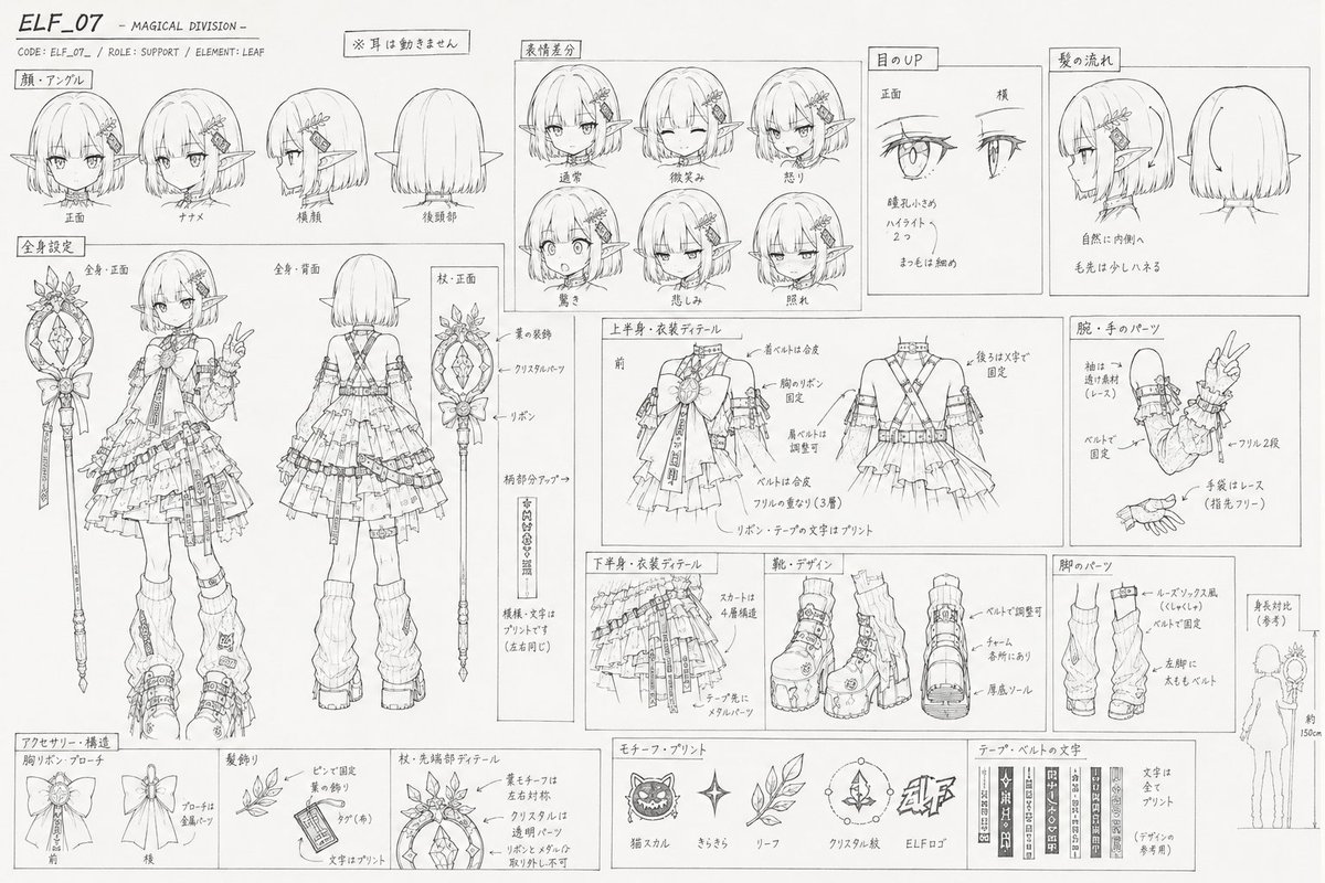 Feuille de Ligne de Personnage Anime Professionnel