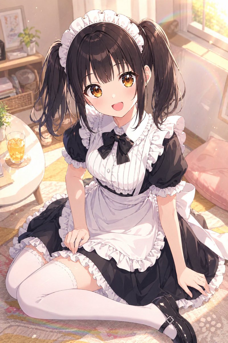 Sonnenbeschienenes Anime-Maid-Porträt
