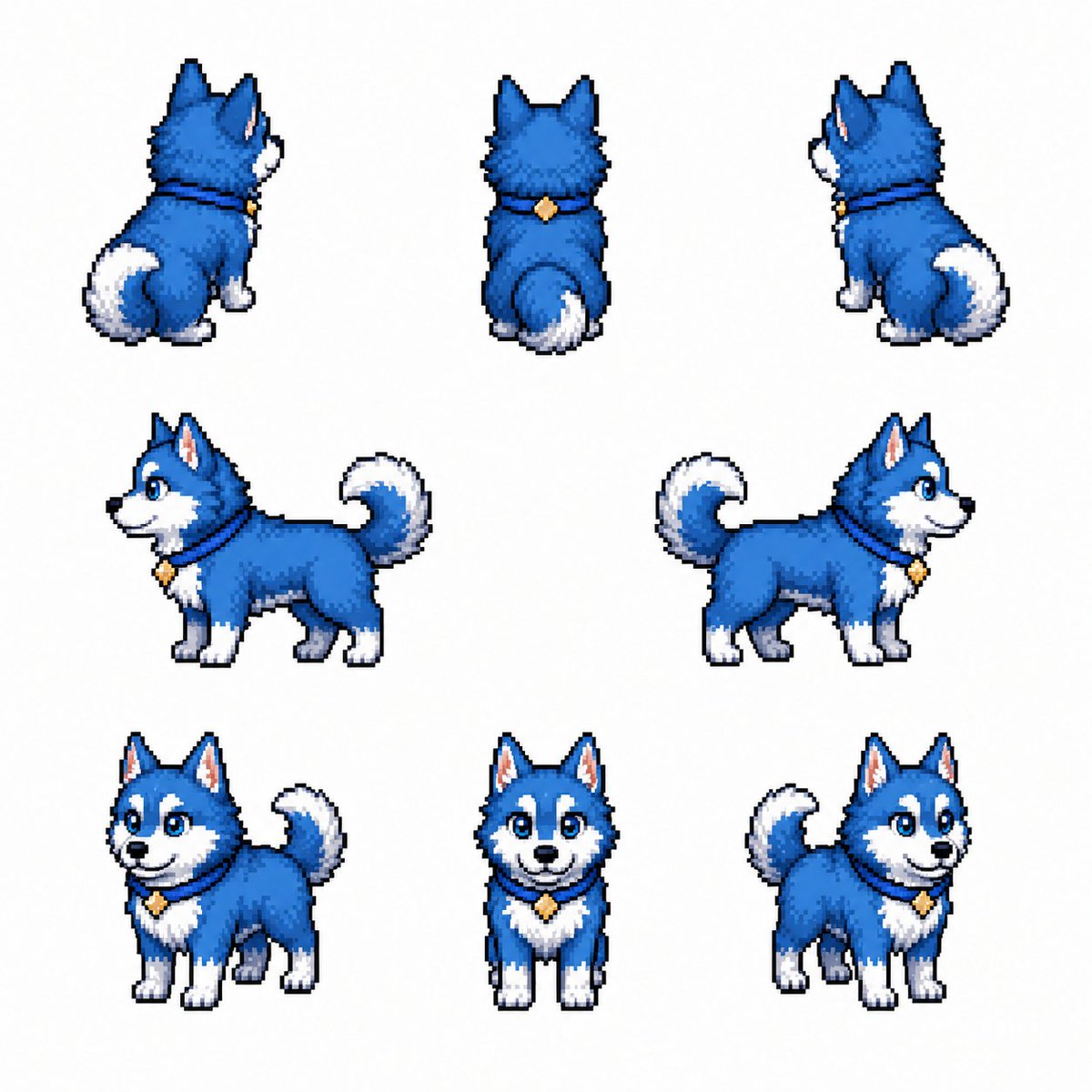 Scheda Sprite Pixel Husky Blu