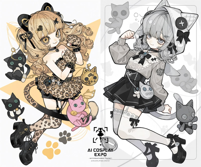 Filles Cosplay Expo IA