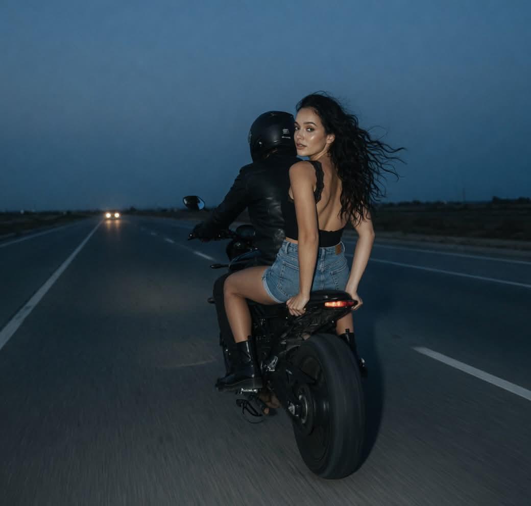 Cinematic Biker Duo Dusk Shot