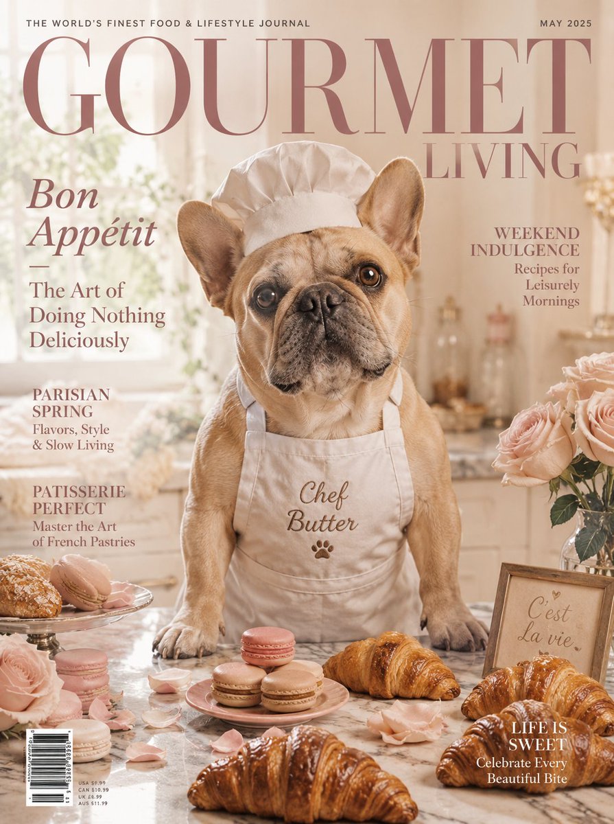 Französische Bulldogge Konditorin Magazin-Cover