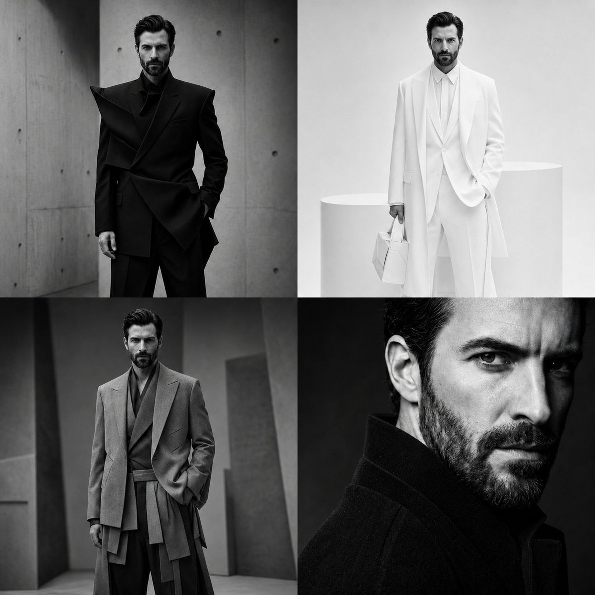 4 Panelli Monokrom Moda Izgarası