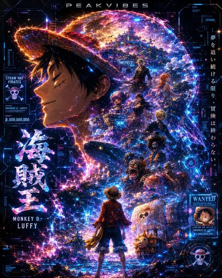 Poster con doppia esposizione anime cyberpunk (1/2)
