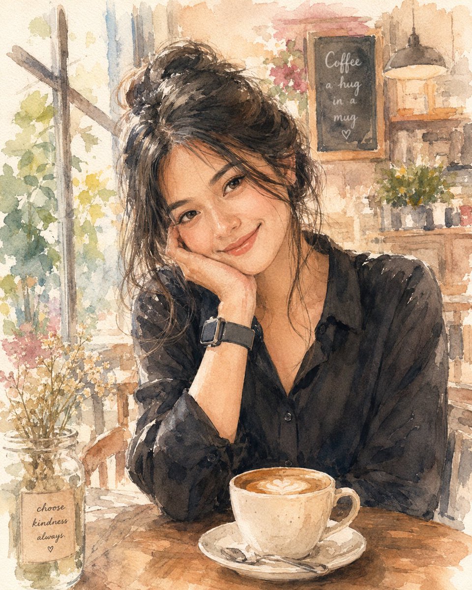 Ilustración Suave de Acuarela de Café