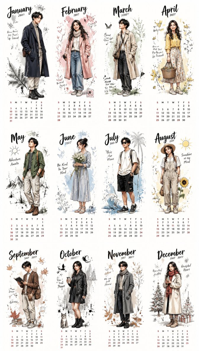 Ästhetischer Schreibtischkalender 2027
