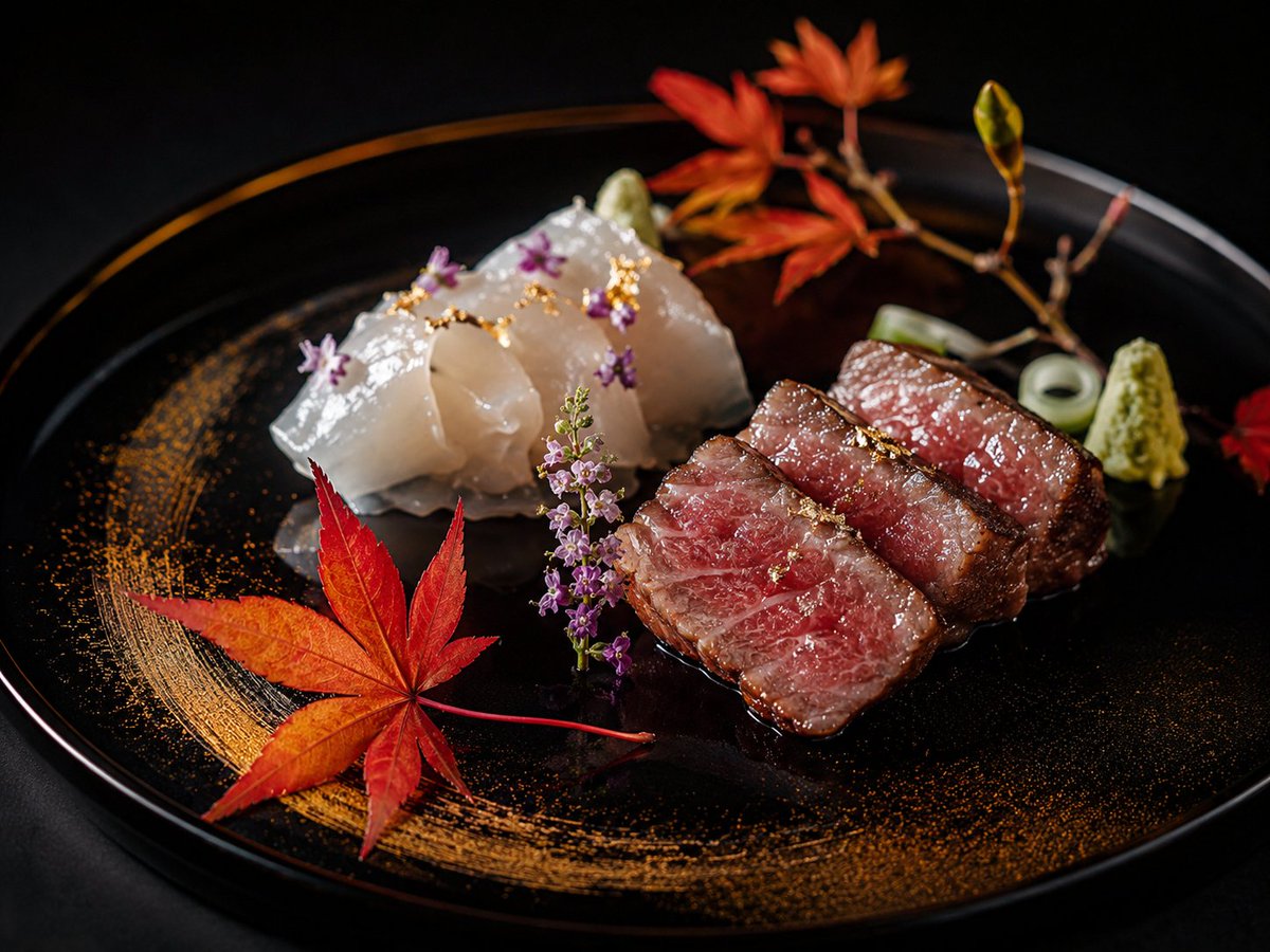 Luxuriöses Kaiseki Wagyu und Sashimi Teller