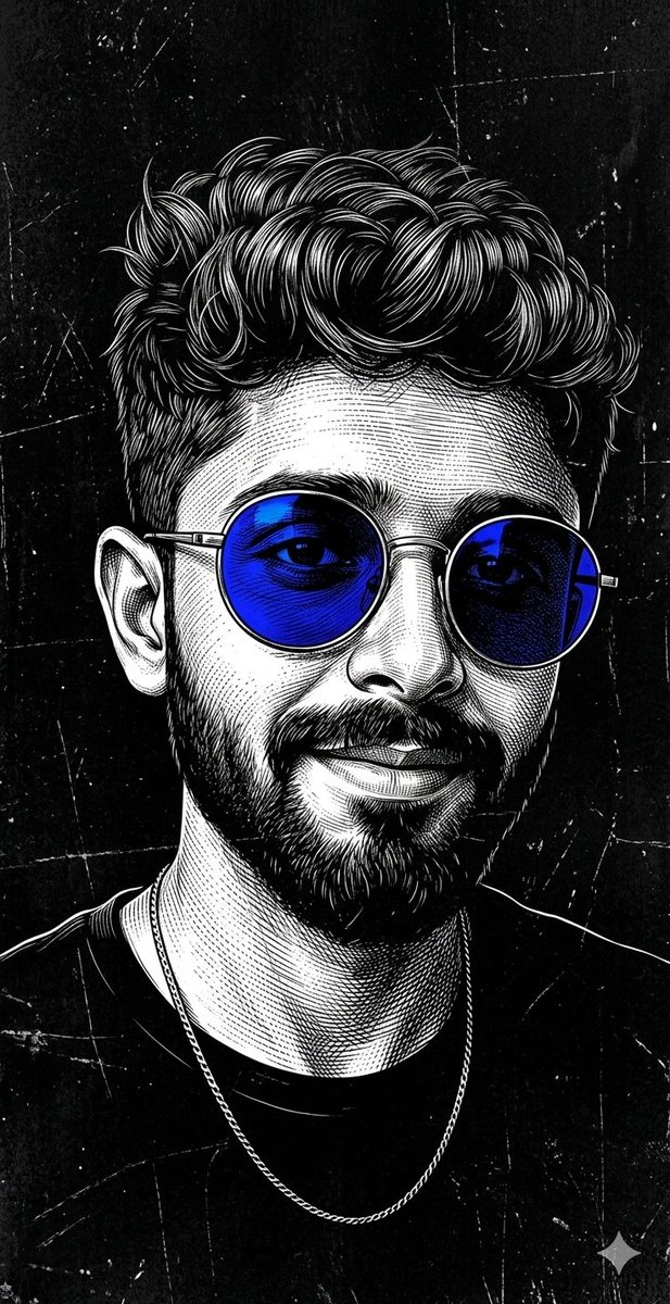 Ritratto Selfie Monocromatico Scratchboard
