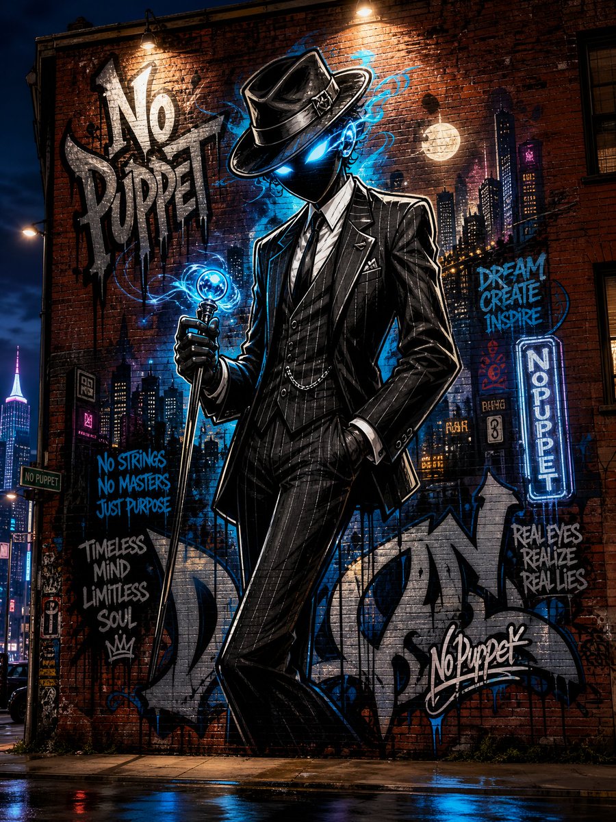 No Puppet Noir Graffiti Mural