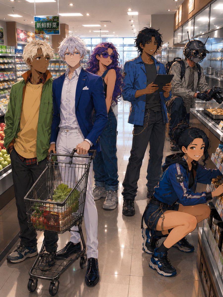 Scène de Groupe Supermarché Anime