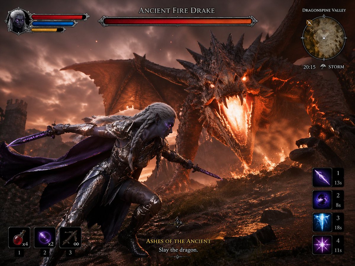 Dunkler Elf vs. Uralter Feuerdrake Gameplay