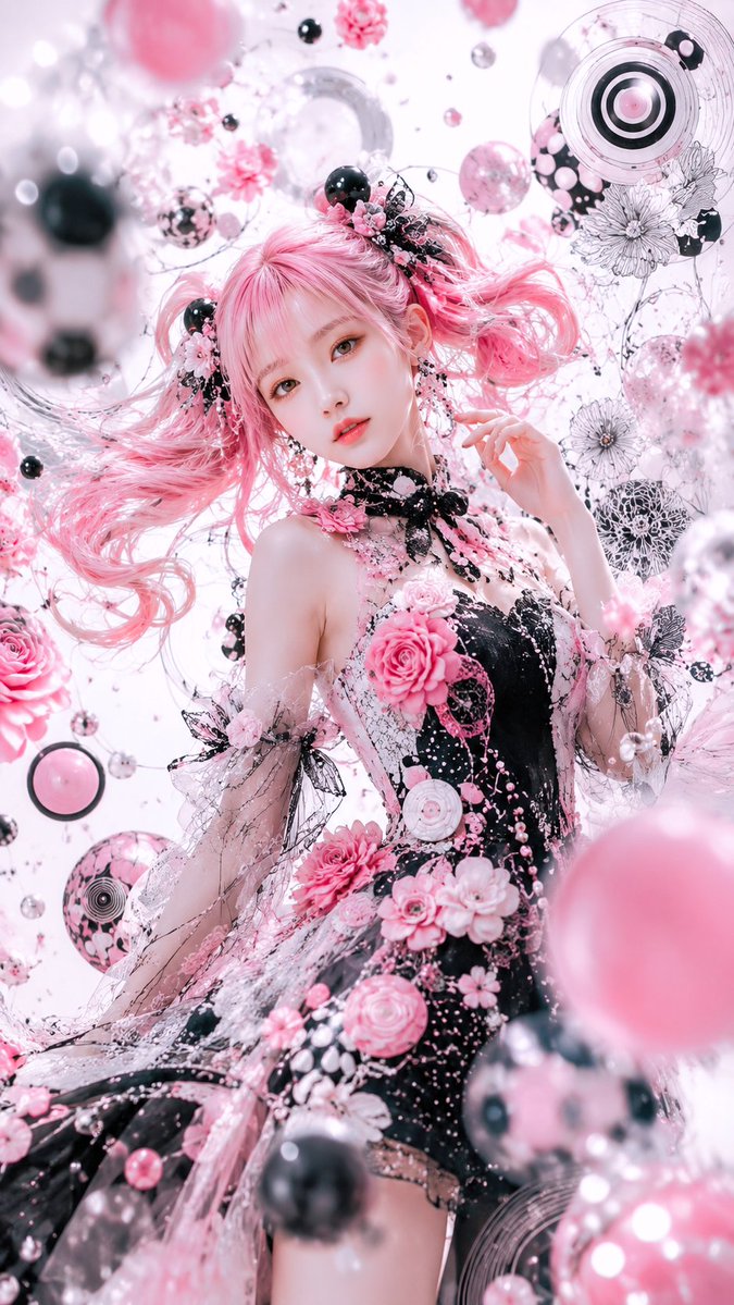 Ritratto Fantasy Floreale Gotico Rosa (1/4)