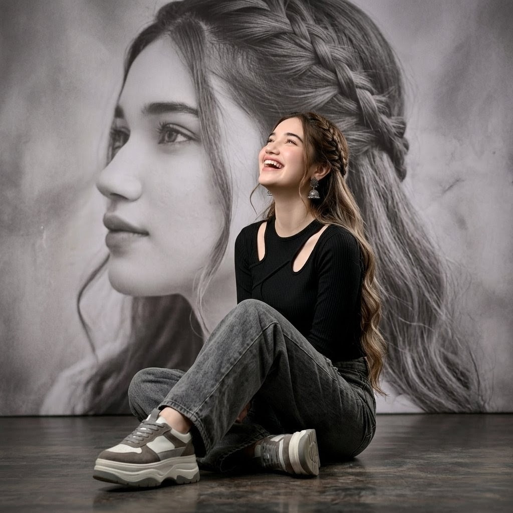 Geflochtenes Haar Studio-Modeporträt