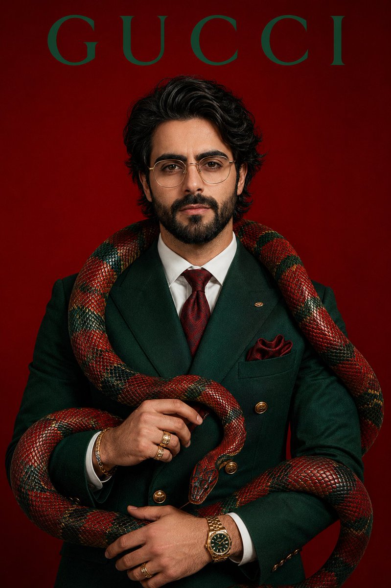 Emerald Suit Fashion Snake Portrait
