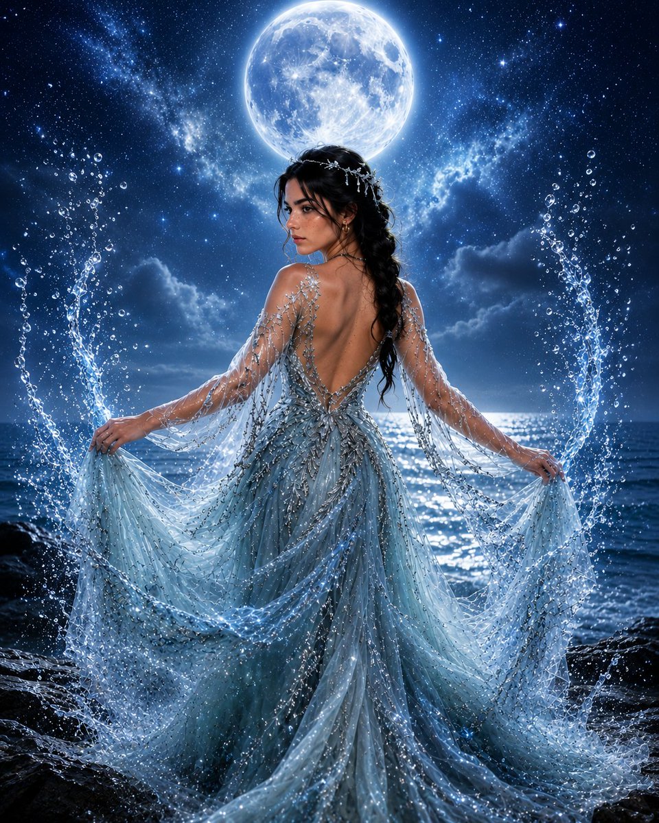 Moonlit Ocean Goddess Portrait