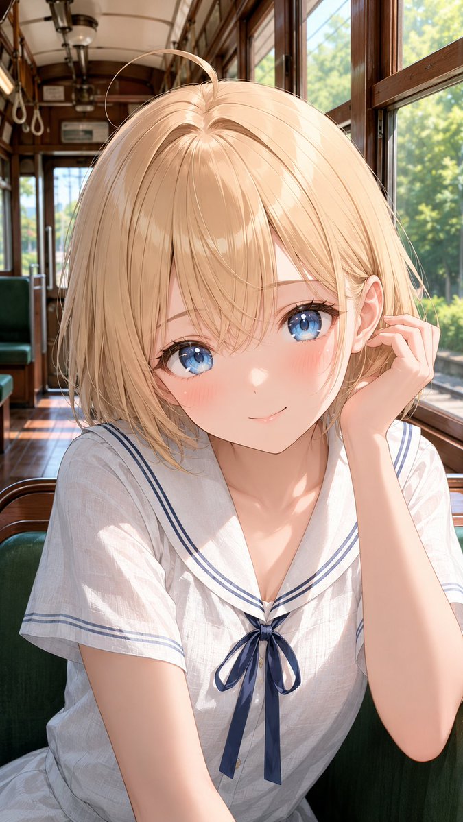 Gadis Anime Malu di Trem Musim Panas