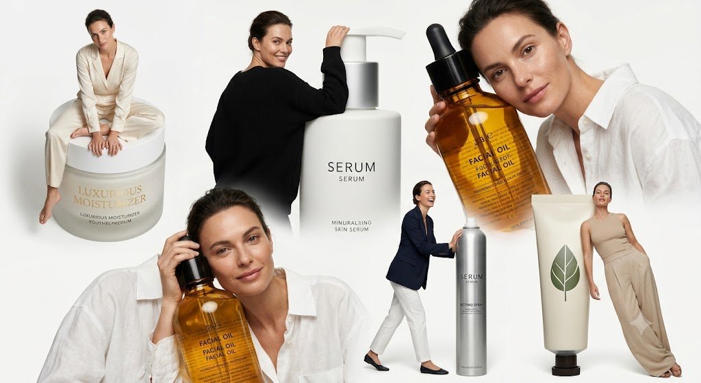 Colagem Editorial de Cuidados com a Pele de Luxo