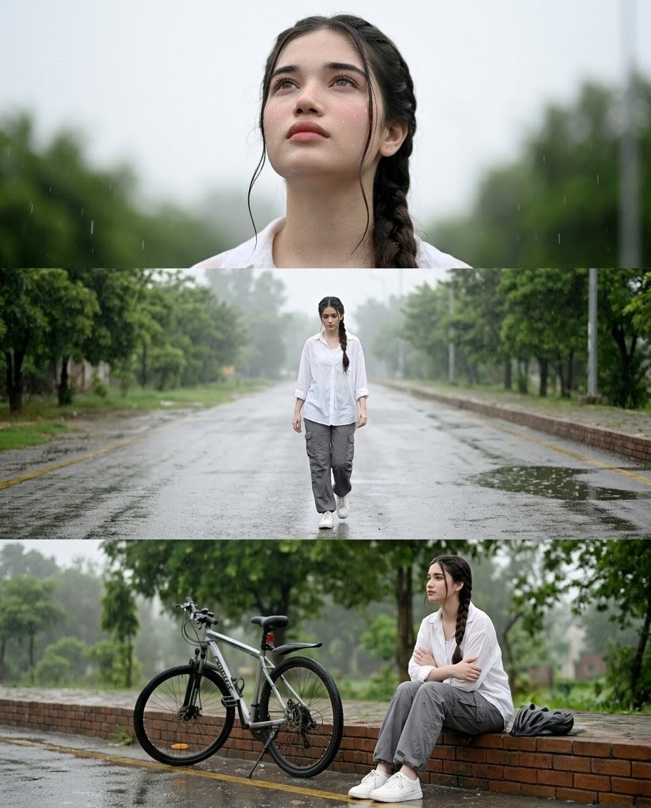 Rainy Street Triptych Portrait