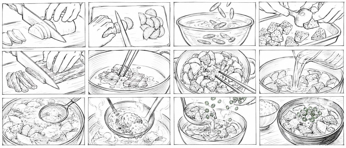 Rough Tonjiru Cooking Storyboard