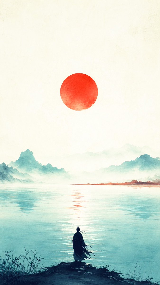 Oriental Zen Minimalist Sunset Poster