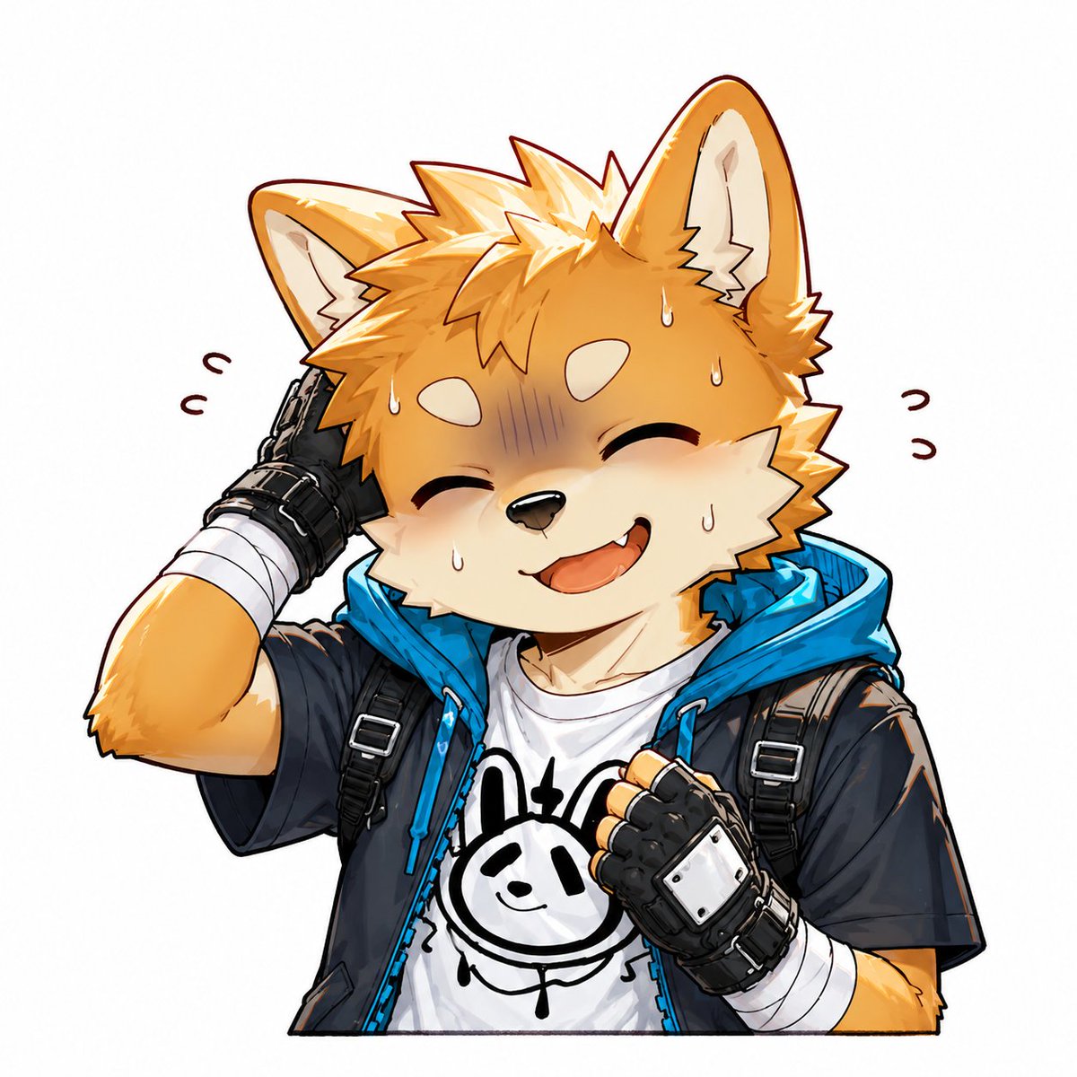Embarrassed Fox Boy Anime Sticker