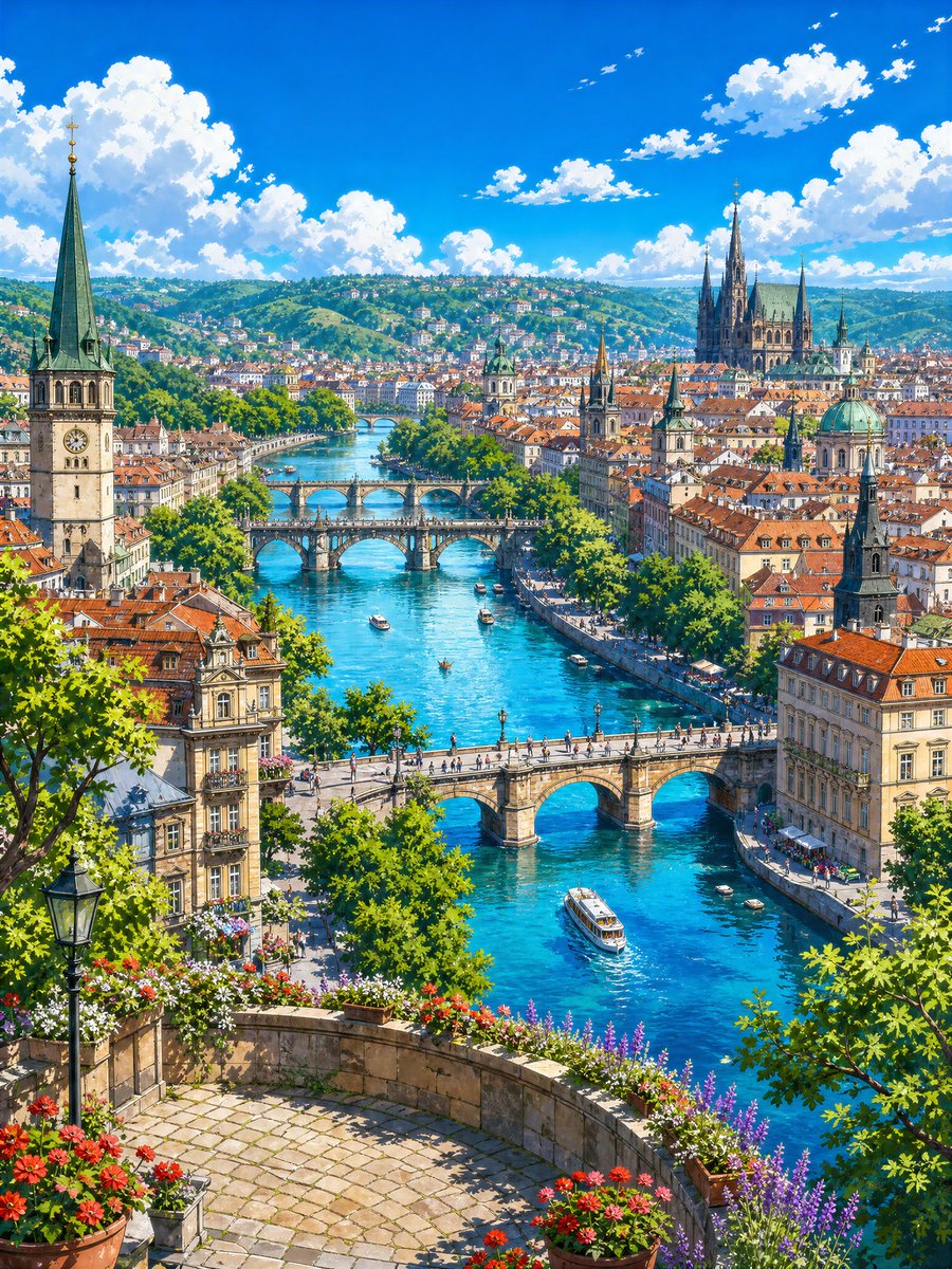 Fantasia di Città Fluviale al Sole