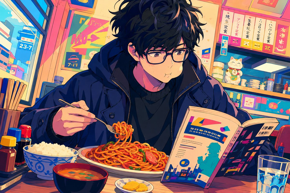 Anime-Diner-Mampf-Szene