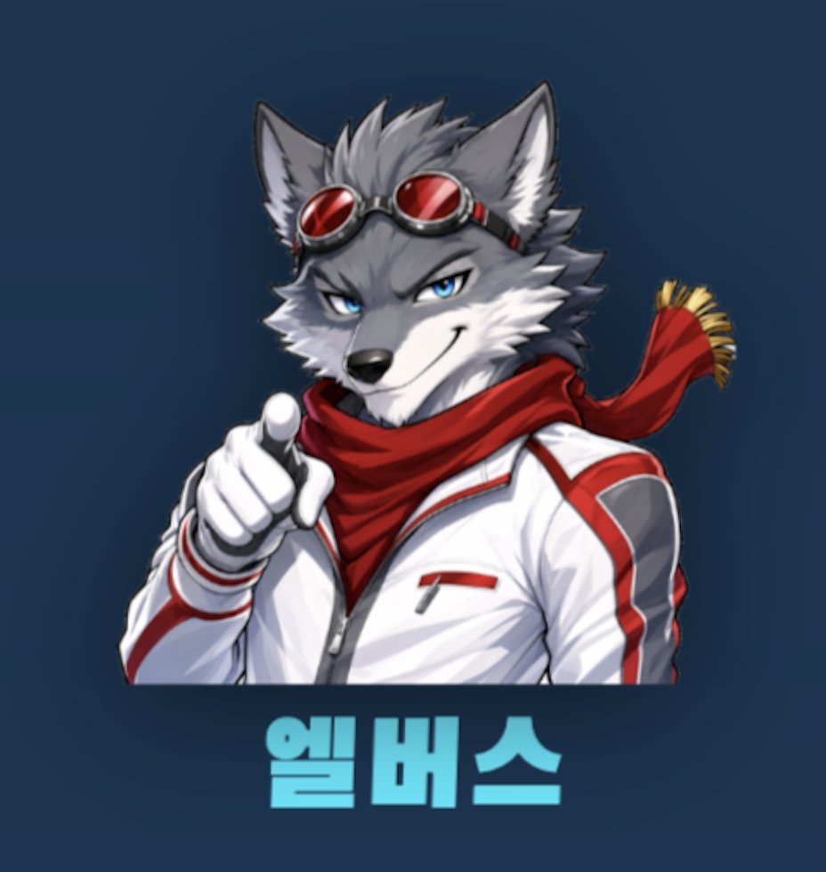 Anime Wolf Mascot with Korean Text (1/2)