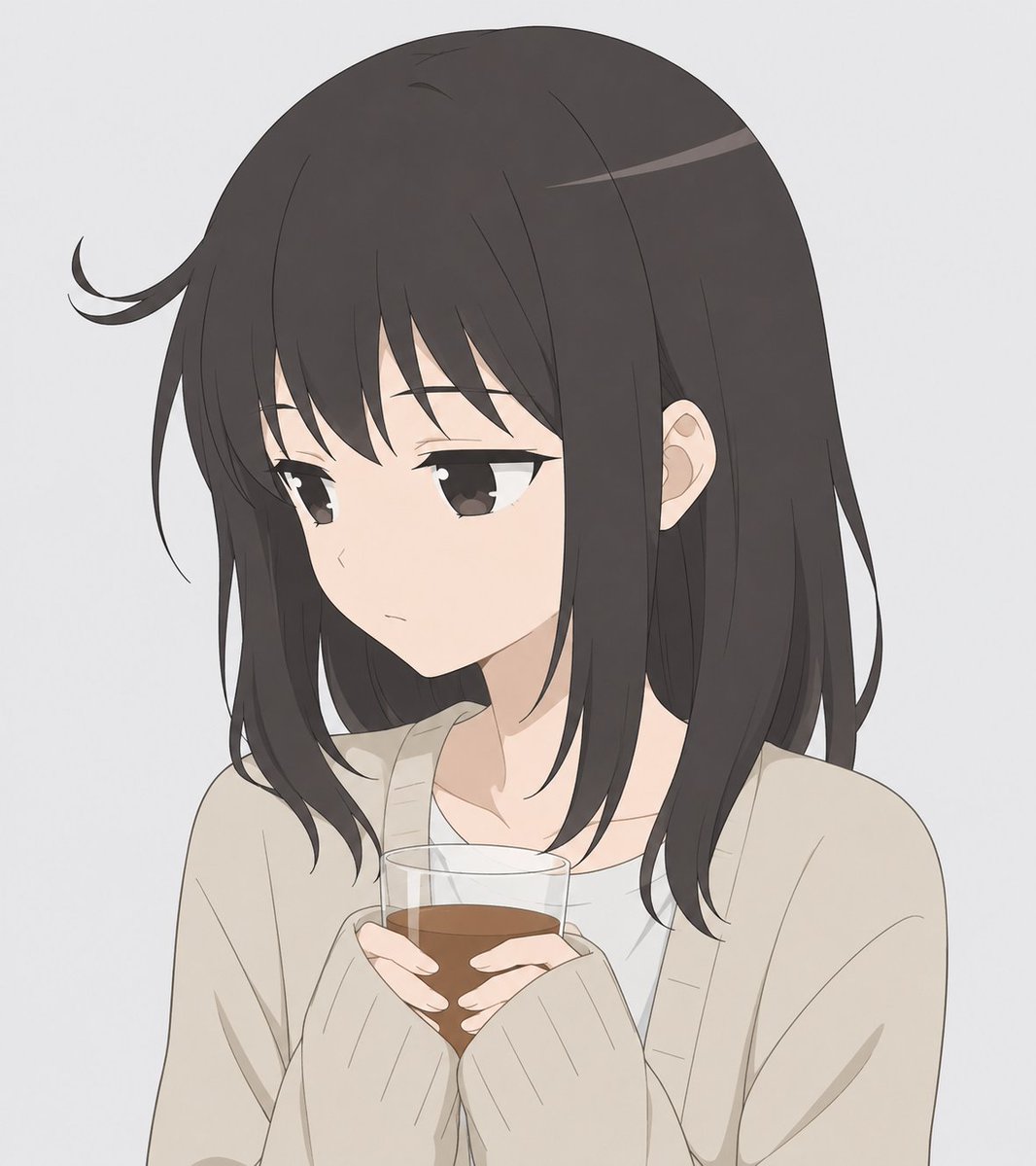 Ragazza Anime Malinconica che Tiene il Tè