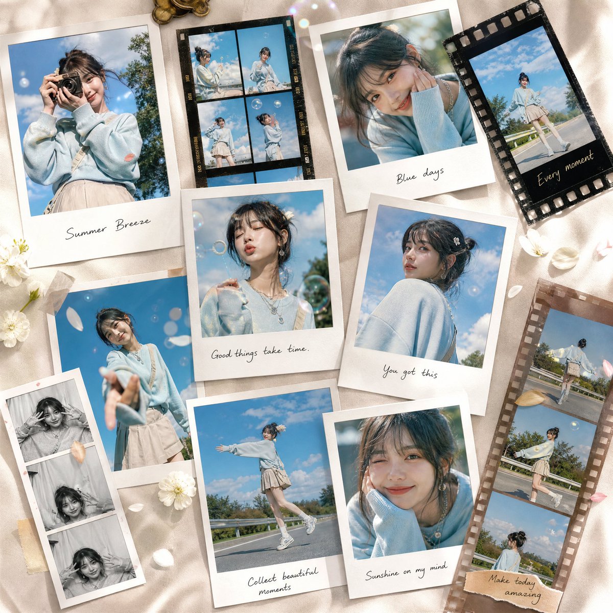 Collage de Campagne Polaroid d'Été de Luxe