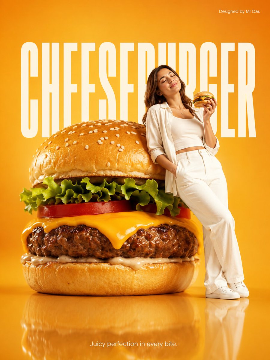 Concept Pubblicitario Minimalista Cheeseburger Gigante