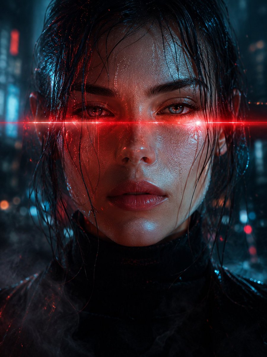 Cyberpunk Laser-Augen Porträt