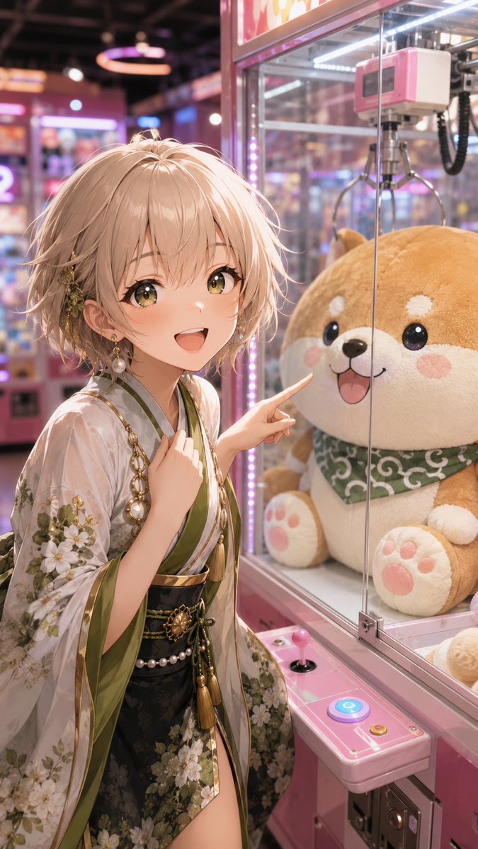 Anime Girl at Claw Machine