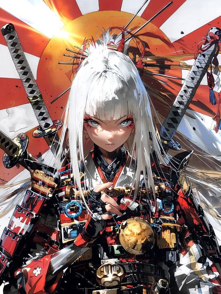Futuristische Samurai-Mädchen-Anime-Illustration (1/4)