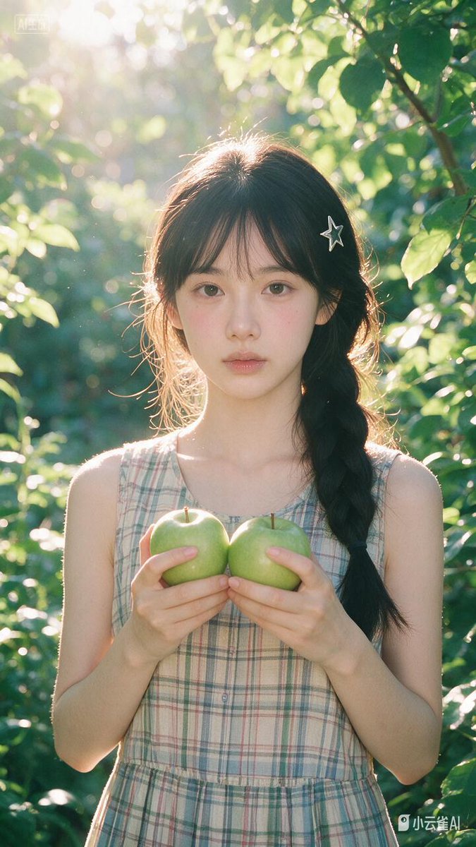 Sunlit Orchard Girl With Apples