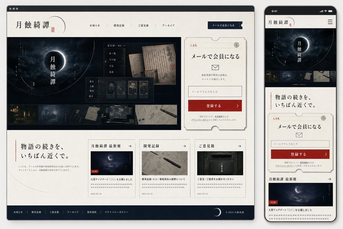 Japanisches Mystery-Website-Mockup