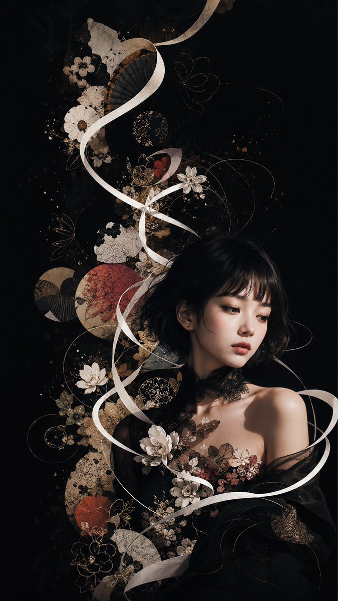 Retrato Editorial Japonés Floral Oscuro (1/4)