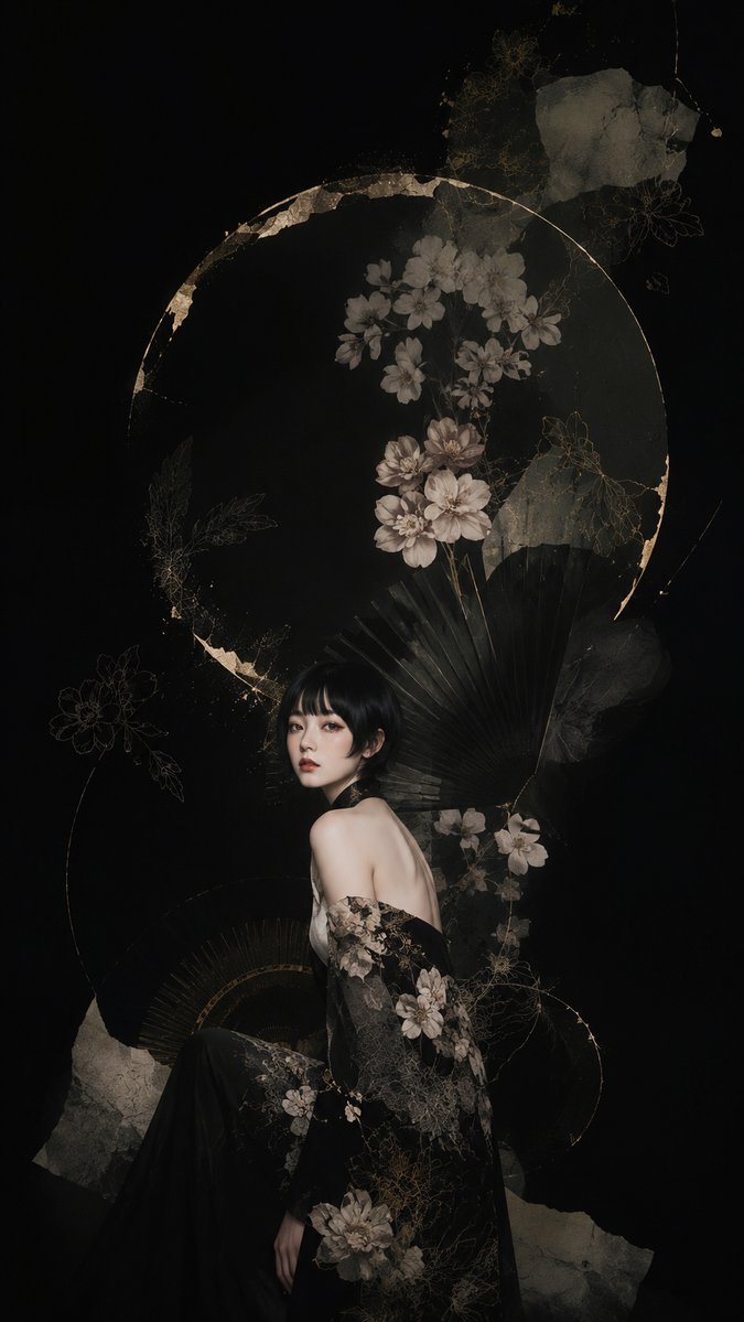 Dark Floral Kimono Portrait (1/3)