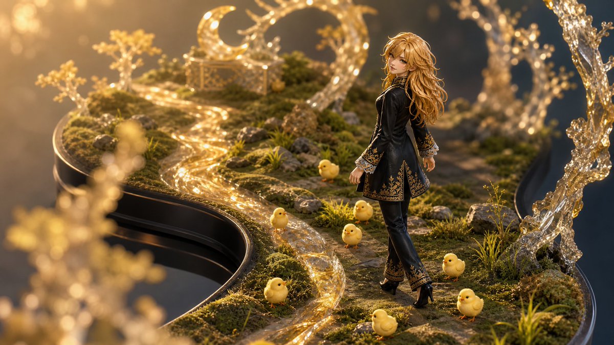 Golden Fantasy Diorama with Chicks (1/3)
