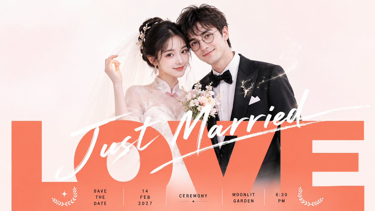 Romantic Just Married Wedding Poster (1/4)