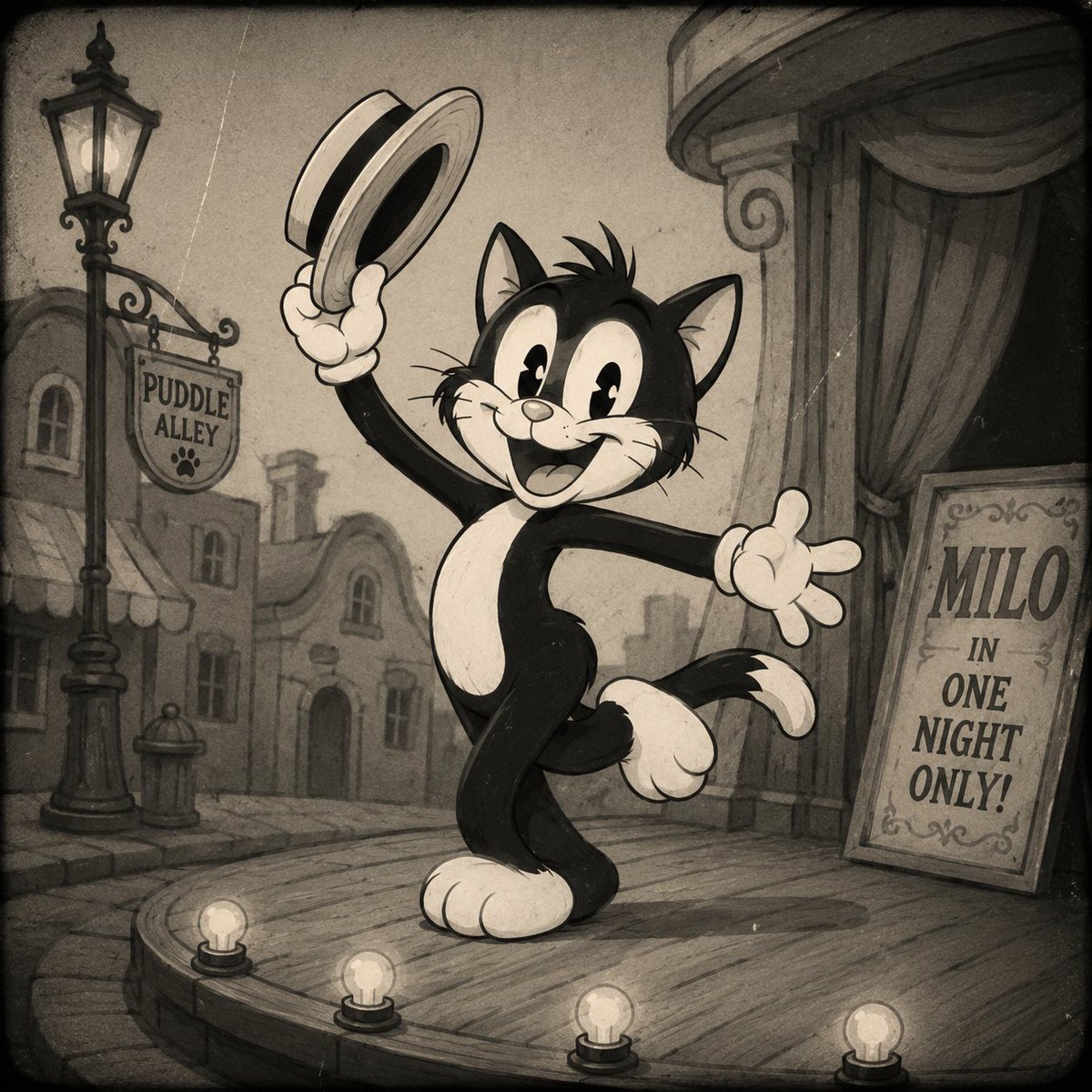 Vintage Rubber-Hose Cat Vaudeville (1/2)